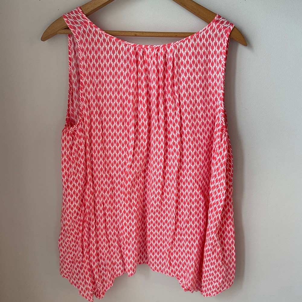 Stylus Dubarry Coral White Tassel Tie Sleeveless Rayon Blouse - Picture 6 of 6
